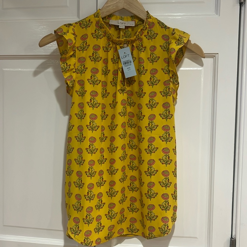 Loft floral yellow top, xxsp, nwt